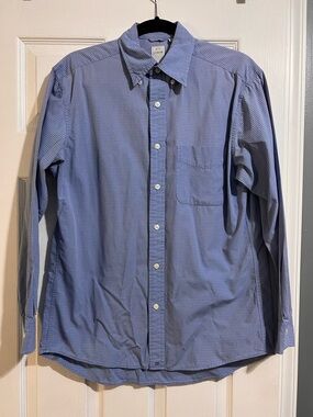 J. Crew Men's Light Blue Micro-Check Button-Down Shirt